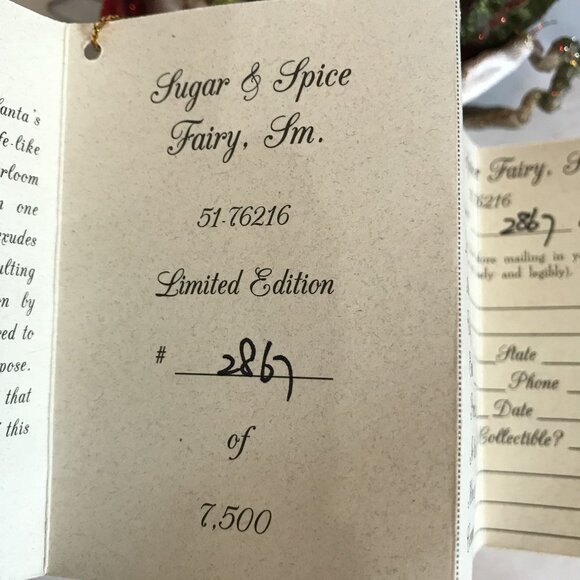 Mark Roberts Christmas Fairy 10" Ornament Certificate Limited Ed. Sugar & Spice - Picture 9 of 11